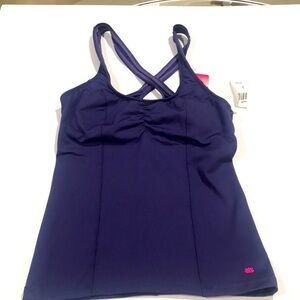 Pink lotus work out yoga top sizeS NWT purple